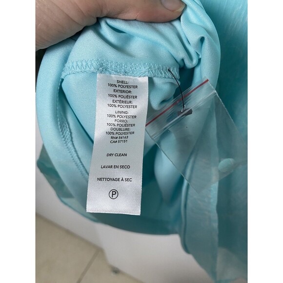 Chaps Mini Dress Aqua Turquoise Women's Size S-4 Chiffon Bow Tie Sleeveless - Picture 8 of 13